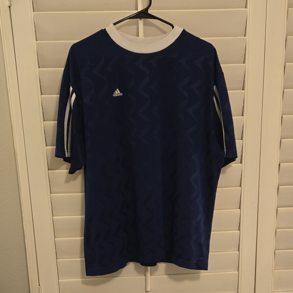 Adidas Navy and White Tee